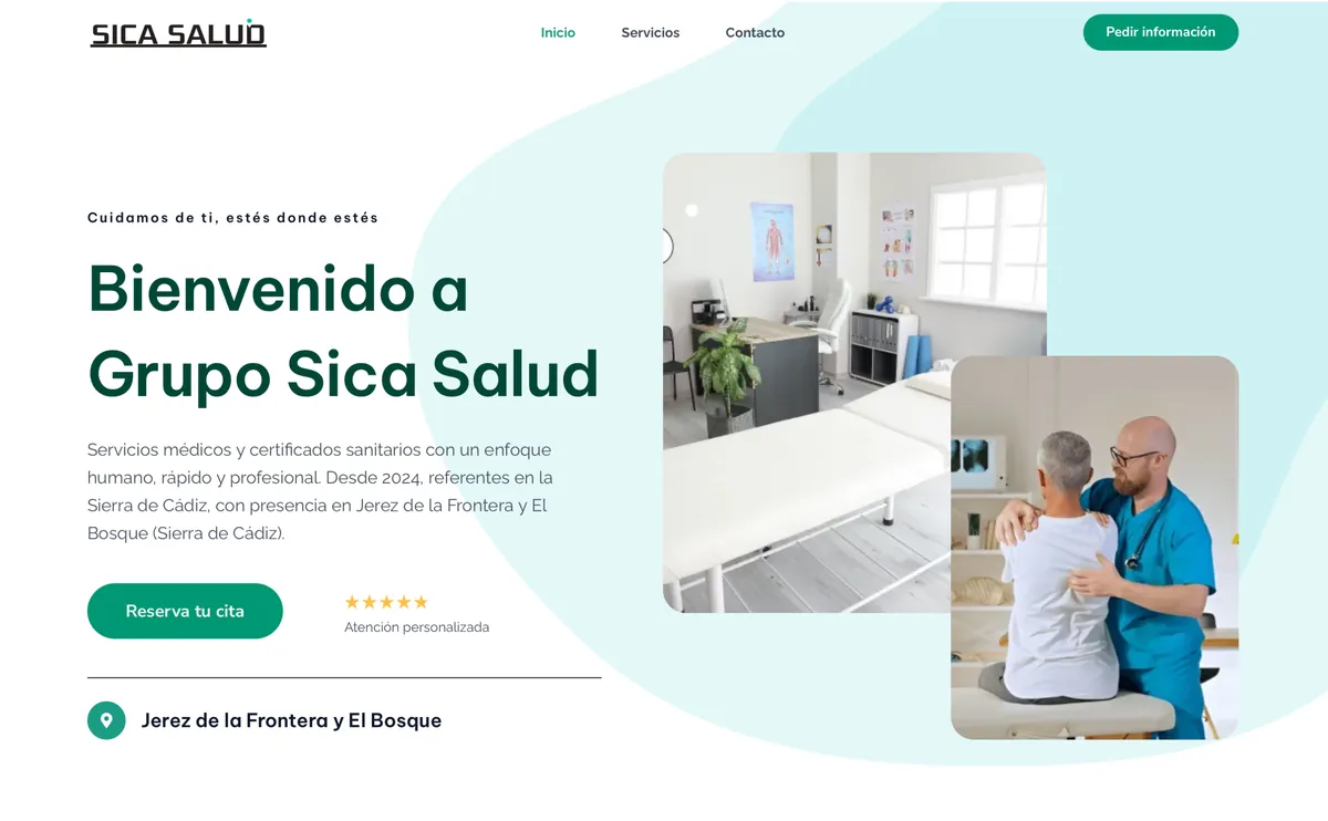 Diseño web para Sica Salud, certificados médicos y fisioterapia en Jerez